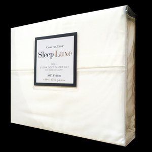 new WHITE Charter Club Sleep Luxe 800 TC Cotton Extra-Deep FULL Sheet Set
